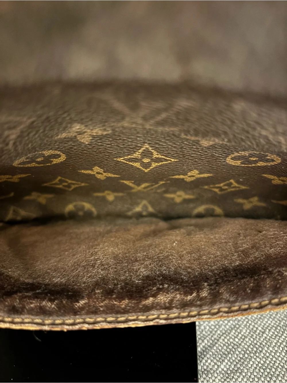 Louis Vuitton Brown Monogram Canvas Clutch with Tan Trim